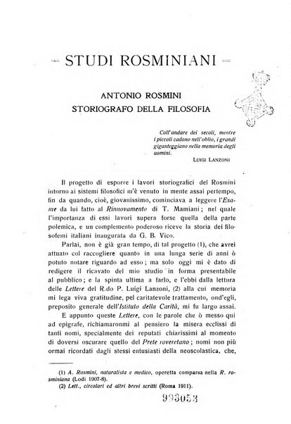 Rivista rosminiana periodico mensile