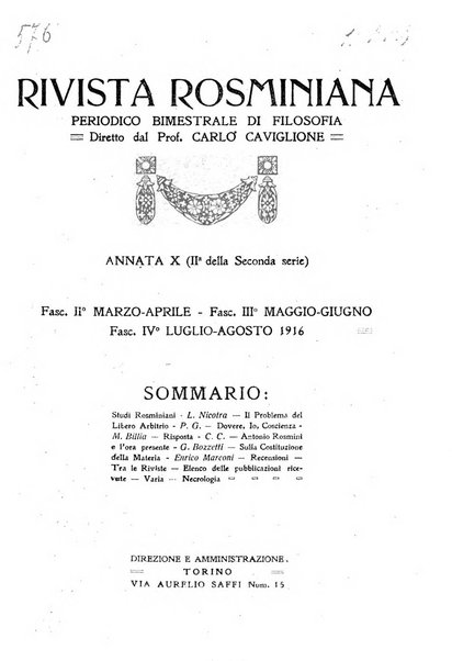 Rivista rosminiana periodico mensile