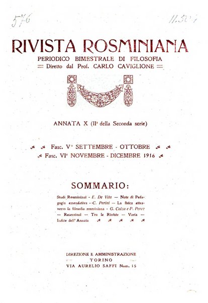 Rivista rosminiana periodico mensile