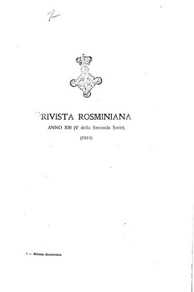 Rivista rosminiana periodico mensile