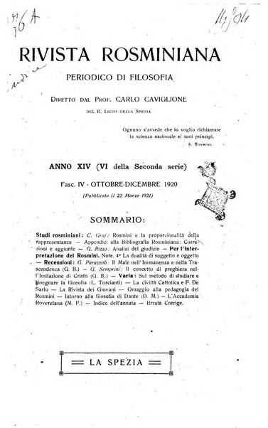 Rivista rosminiana periodico mensile