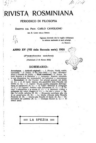 Rivista rosminiana periodico mensile