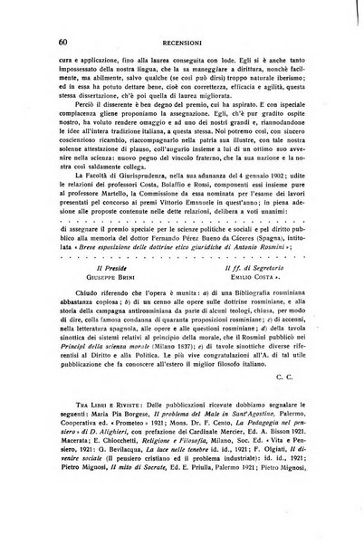 Rivista rosminiana periodico mensile