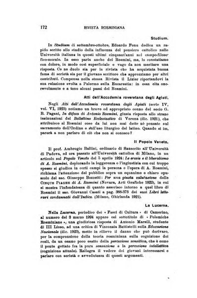 Rivista rosminiana periodico mensile