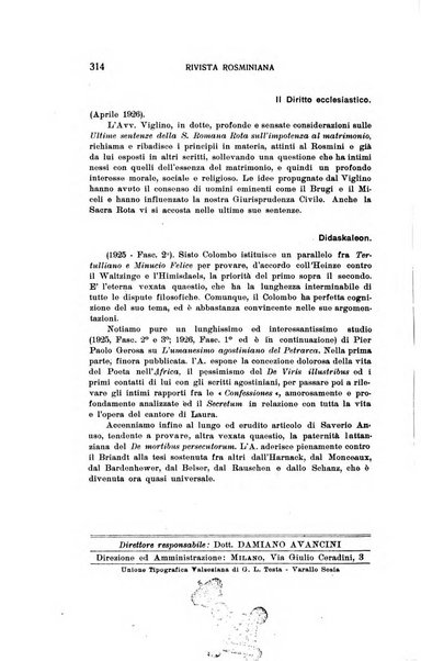 Rivista rosminiana periodico mensile