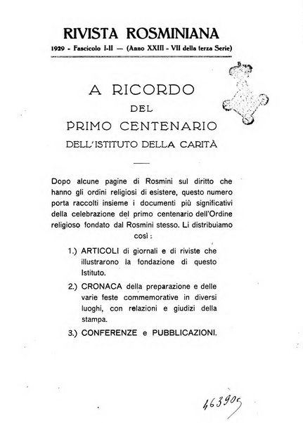 Rivista rosminiana periodico mensile