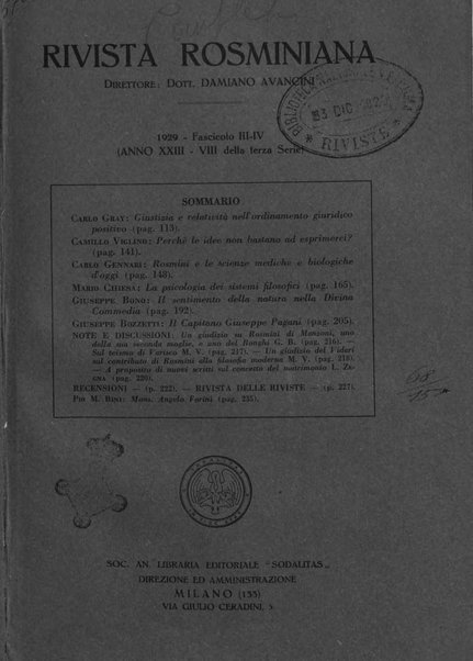 Rivista rosminiana periodico mensile