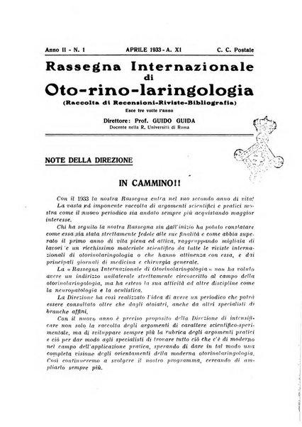 Rassegna internazionale di oto-rino-laringologia raccolta di recensioni, riviste, bibliografia