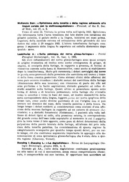 Rassegna internazionale di oto-rino-laringologia raccolta di recensioni, riviste, bibliografia