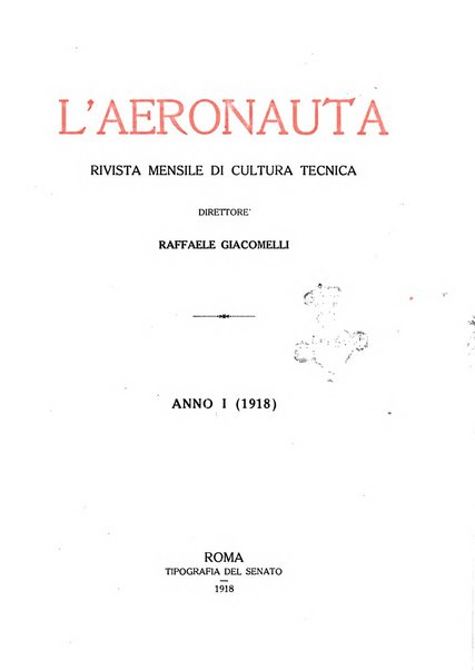 L'aeronauta rivista mensile di cultura tecnica