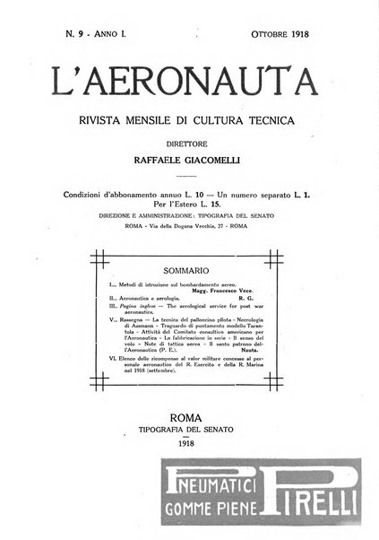 L'aeronauta rivista mensile di cultura tecnica