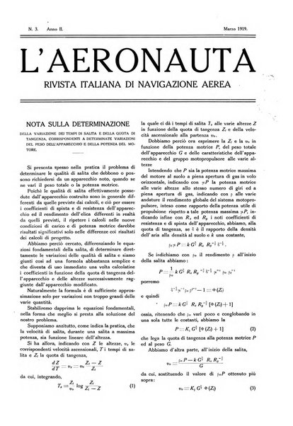 L'aeronauta rivista mensile di cultura tecnica