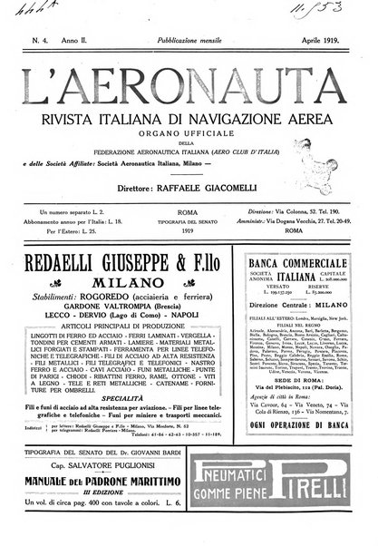 L'aeronauta rivista mensile di cultura tecnica