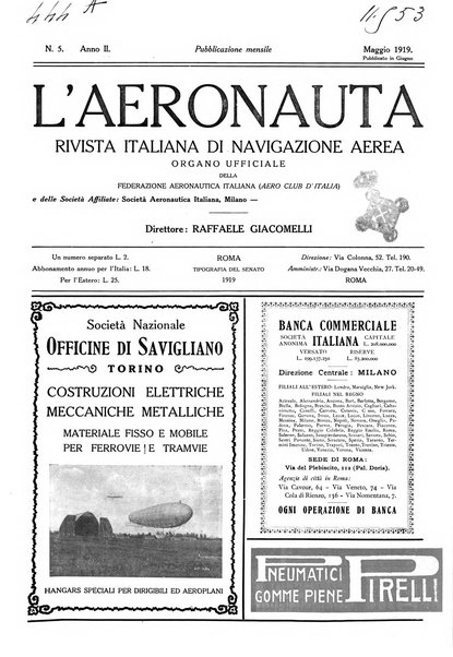 L'aeronauta rivista mensile di cultura tecnica