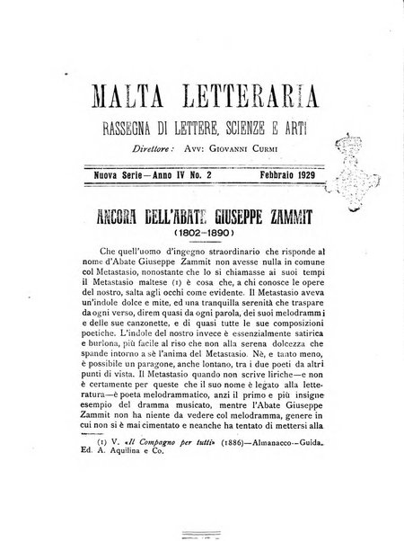 Malta letteraria rassegna mensile di lettere, scienze ed arti