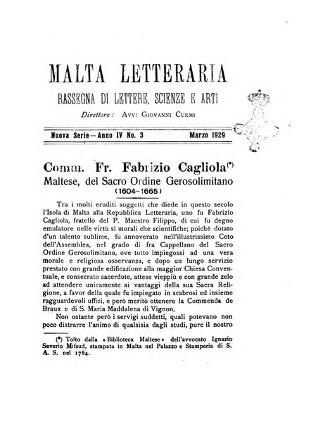 Malta letteraria rassegna mensile di lettere, scienze ed arti