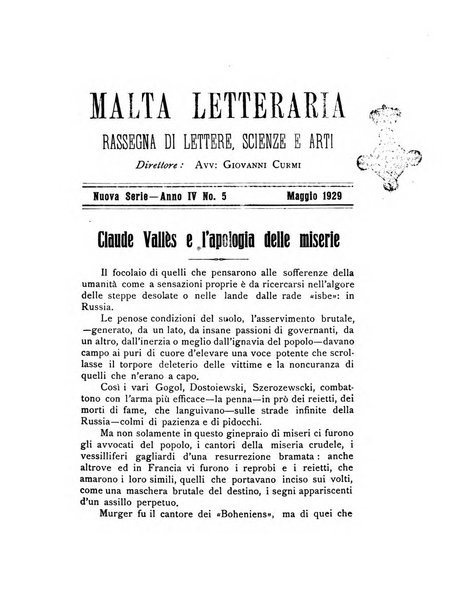 Malta letteraria rassegna mensile di lettere, scienze ed arti