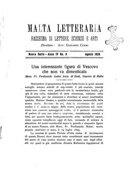 Malta letteraria rassegna mensile di lettere, scienze ed arti