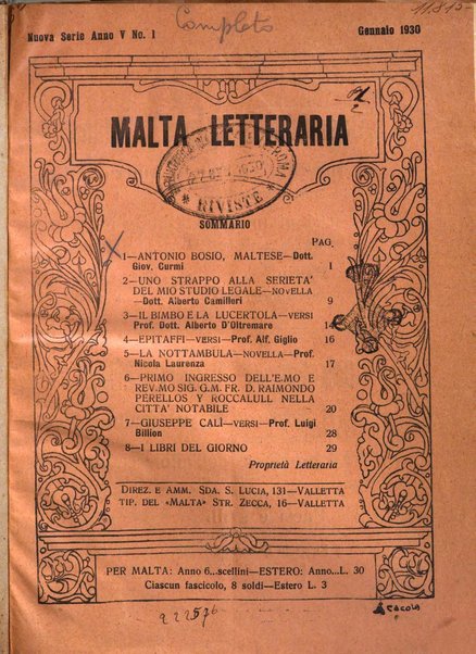 Malta letteraria rassegna mensile di lettere, scienze ed arti