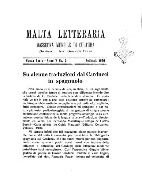 Malta letteraria rassegna mensile di lettere, scienze ed arti