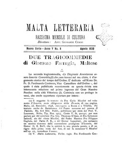 Malta letteraria rassegna mensile di lettere, scienze ed arti