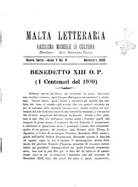 Malta letteraria rassegna mensile di lettere, scienze ed arti