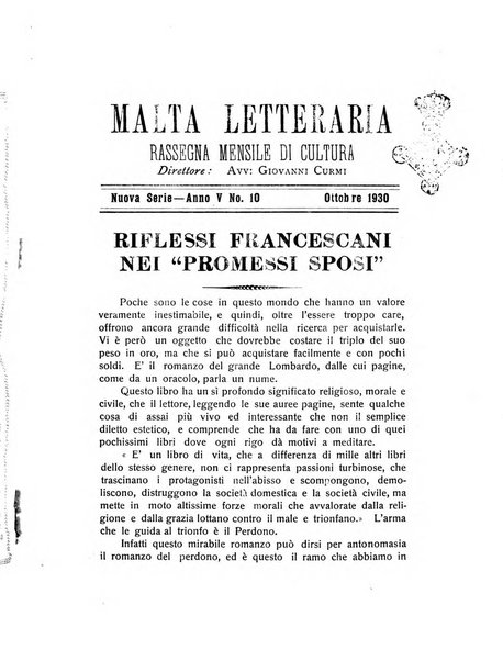 Malta letteraria rassegna mensile di lettere, scienze ed arti