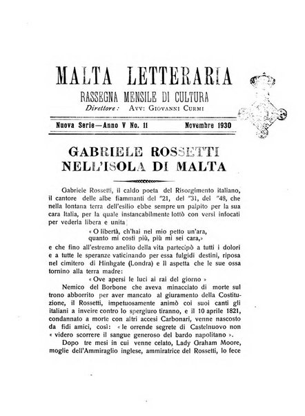 Malta letteraria rassegna mensile di lettere, scienze ed arti