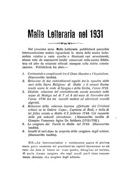 Malta letteraria rassegna mensile di lettere, scienze ed arti