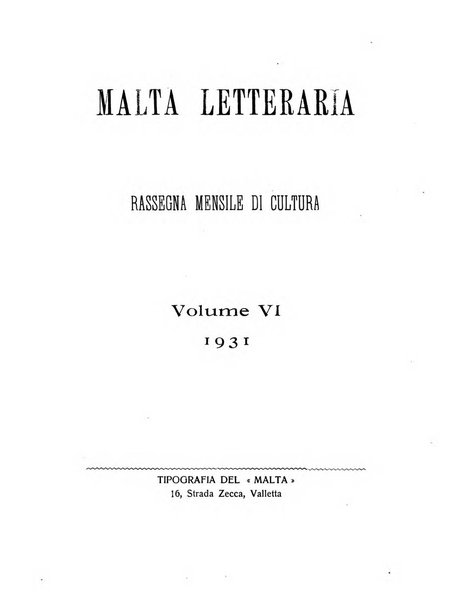 Malta letteraria rassegna mensile di lettere, scienze ed arti