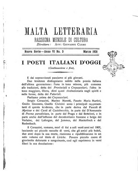 Malta letteraria rassegna mensile di lettere, scienze ed arti