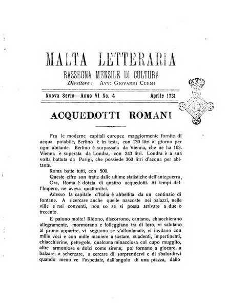 Malta letteraria rassegna mensile di lettere, scienze ed arti