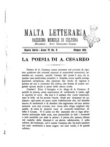 Malta letteraria rassegna mensile di lettere, scienze ed arti