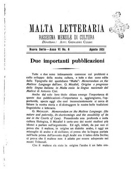 Malta letteraria rassegna mensile di lettere, scienze ed arti