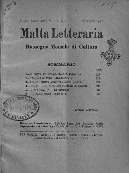 Malta letteraria rassegna mensile di lettere, scienze ed arti