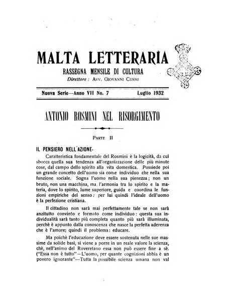 Malta letteraria rassegna mensile di lettere, scienze ed arti