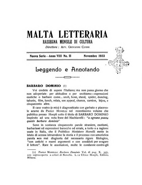 Malta letteraria rassegna mensile di lettere, scienze ed arti