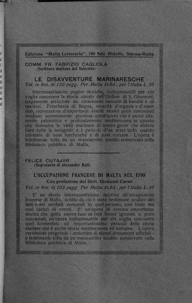 Malta letteraria rassegna mensile di lettere, scienze ed arti