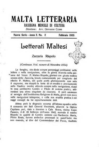 Malta letteraria rassegna mensile di lettere, scienze ed arti