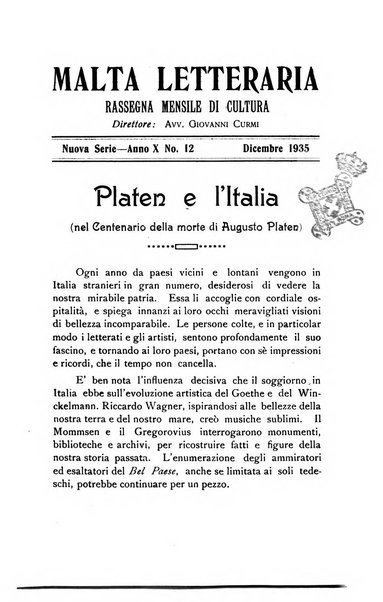 Malta letteraria rassegna mensile di lettere, scienze ed arti