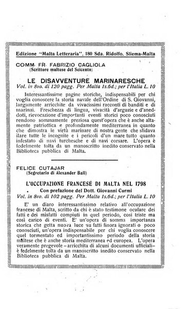 Malta letteraria rassegna mensile di lettere, scienze ed arti