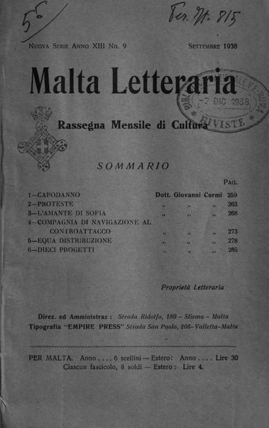 Malta letteraria rassegna mensile di lettere, scienze ed arti