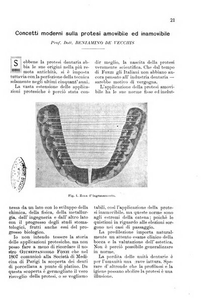 La cultura stomatologica rassegna mensile di scienza, arte, storia e problemi professionali