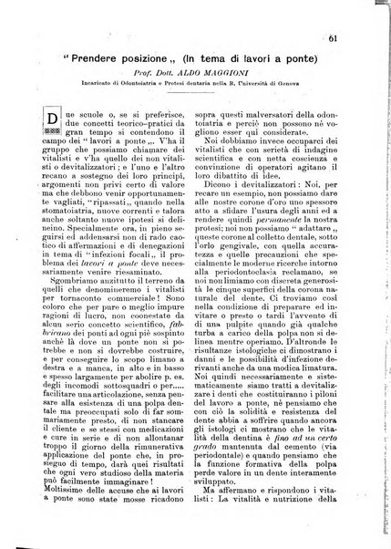 La cultura stomatologica rassegna mensile di scienza, arte, storia e problemi professionali