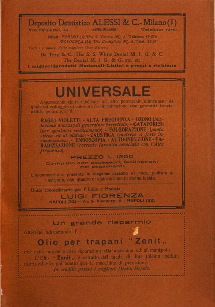 La cultura stomatologica rassegna mensile di scienza, arte, storia e problemi professionali