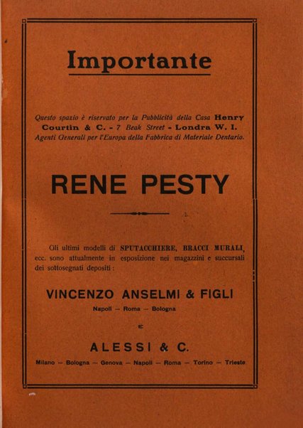 La cultura stomatologica rassegna mensile di scienza, arte, storia e problemi professionali