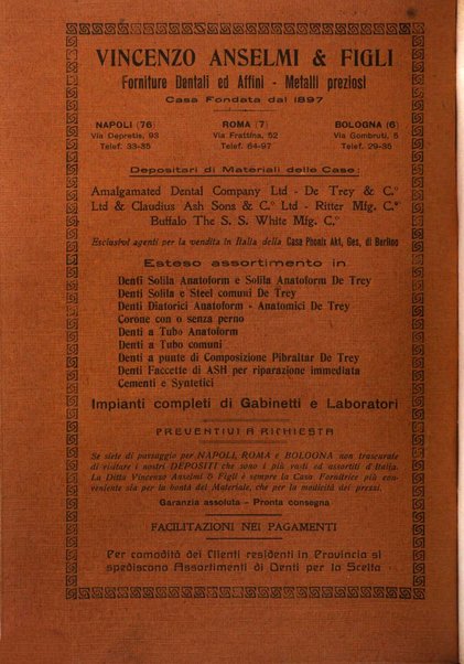 La cultura stomatologica rassegna mensile di scienza, arte, storia e problemi professionali