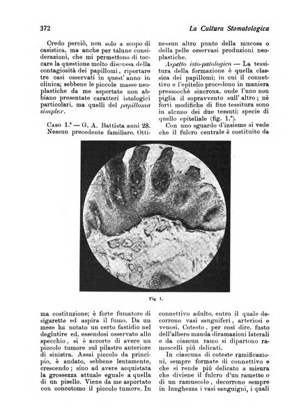 La cultura stomatologica rassegna mensile di scienza, arte, storia e problemi professionali