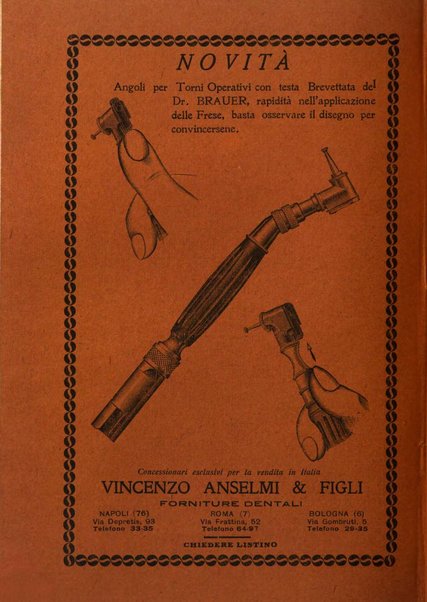 La cultura stomatologica rassegna mensile di scienza, arte, storia e problemi professionali