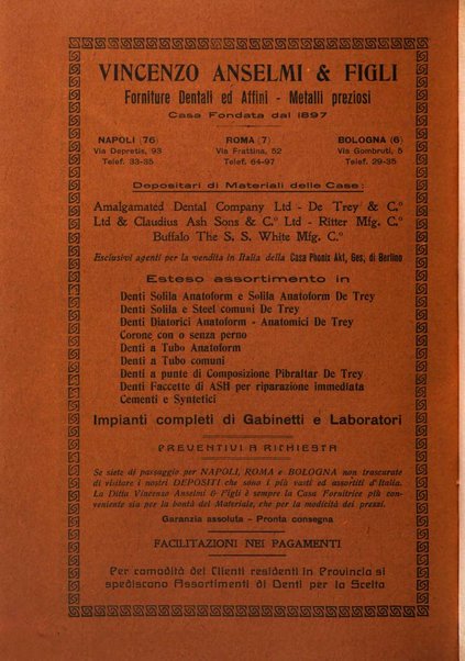 La cultura stomatologica rassegna mensile di scienza, arte, storia e problemi professionali